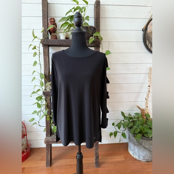 Anne Klein Black Long Sleeve Top with Cut-Out Details - Picture 13 of 17